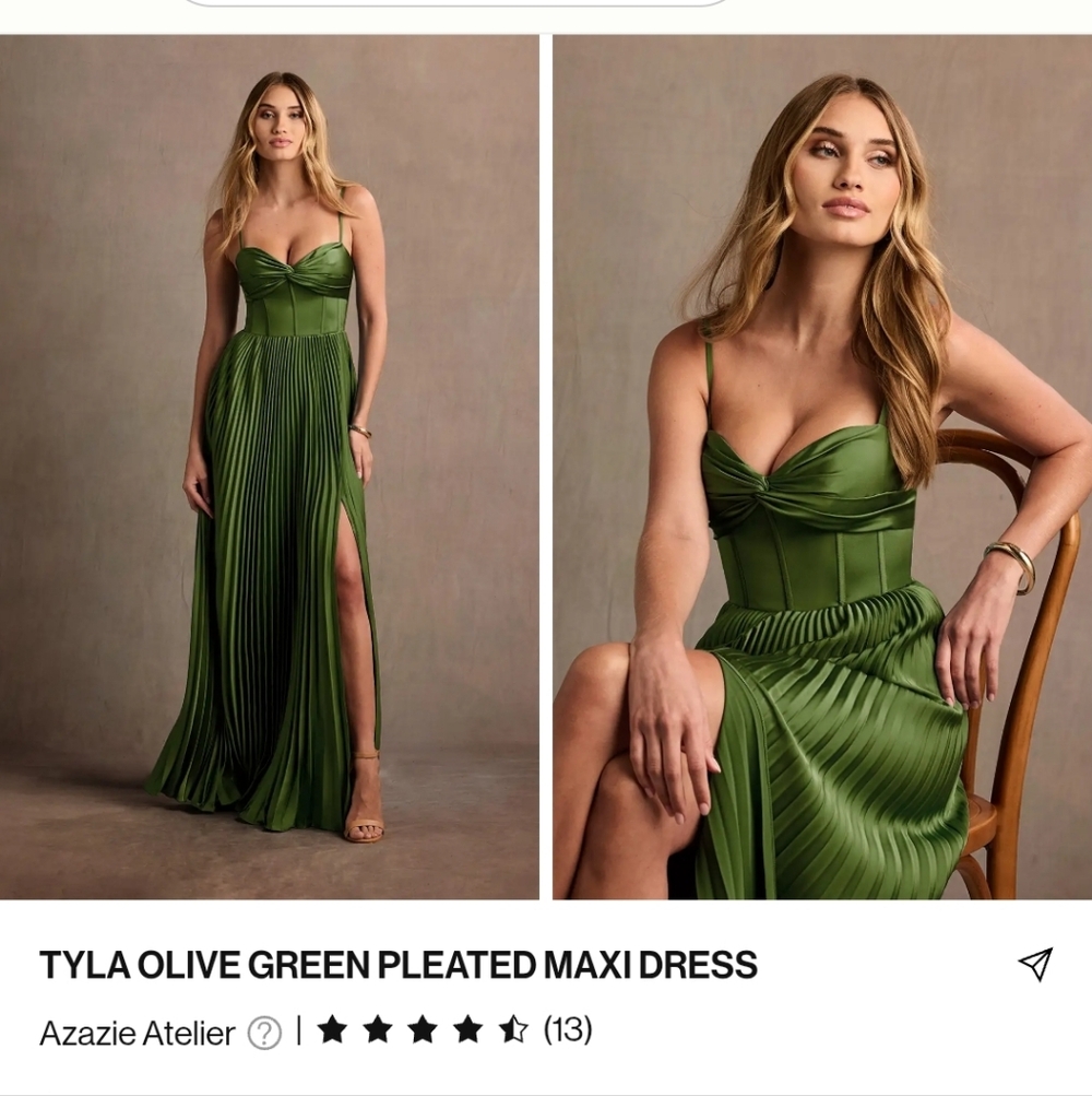 Azazie Olive Green Strappy Maxi Dress